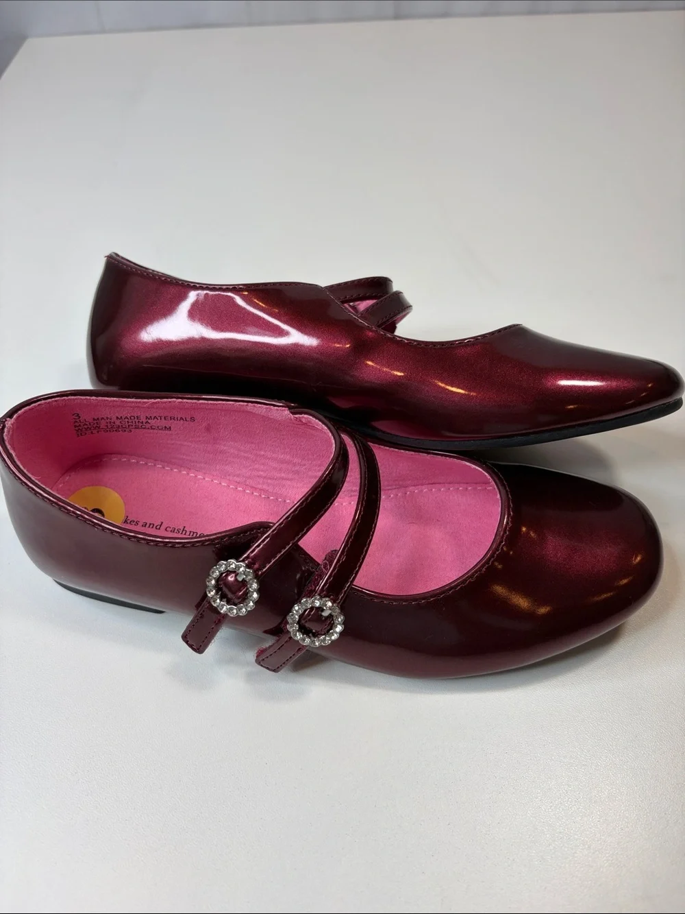 Cupcakes and Cashmere Kids Girls Metallic Burgundy Mary Jane Flats Size 3